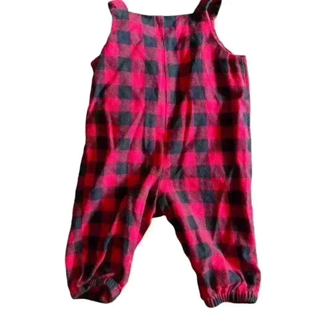 Plaid Romper Infant  with black bows  6 months K74
